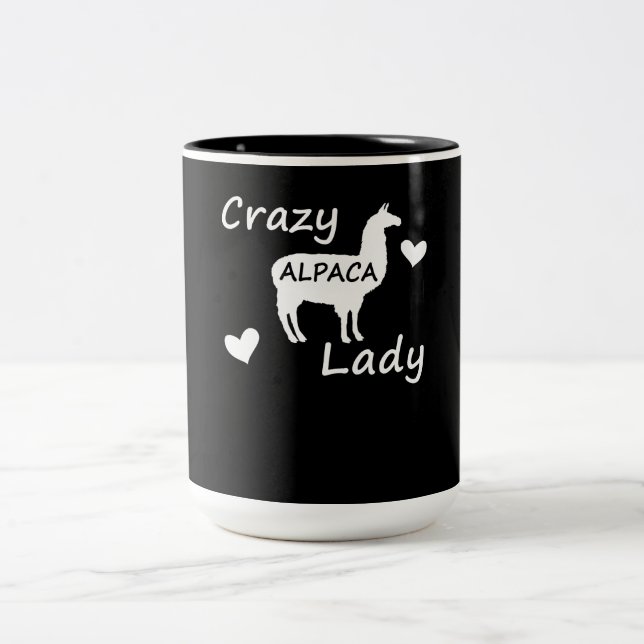 Caneca De Café Em Dois Tons Llama Gift | Senhora Louca do Alpaca (Centro)