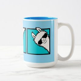 Caneca De Café Em Dois Tons Llama Legal Olhando Óculos de Sol Trio de Animais