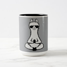 Caneca De Café Em Dois Tons Llama Legal Pose de Meditação Óculos de Sol Relaxa