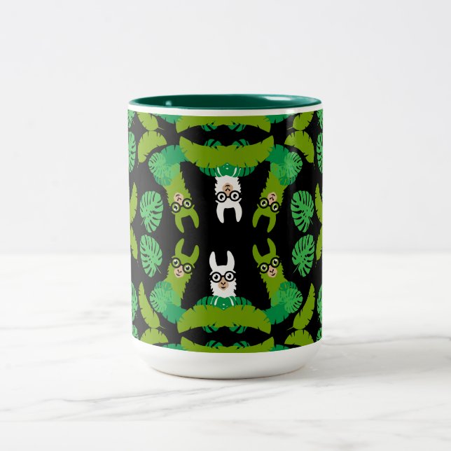 Caneca De Café Em Dois Tons Llama Themed Impressão (Centro)