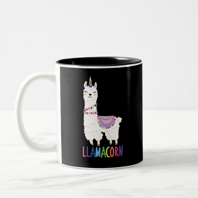 Caneca De Café Em Dois Tons Llamacorn - Funny Unicorn Llama (Esquerda)