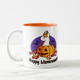 Caneca De Café Em Dois Tons Llamaween feliz