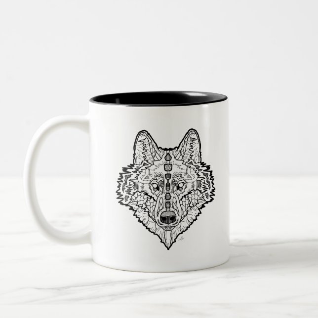 Caneca De Café Em Dois Tons Lobo (Esquerda)