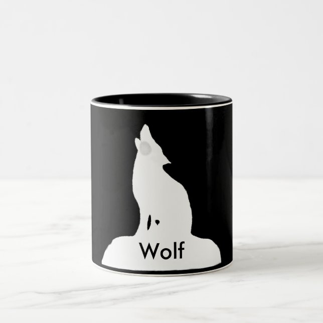 Caneca De Café Em Dois Tons lobo da noite (Centro)