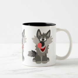 Caneca De Café Em Dois Tons Lobo de Cartoon Bobo Bonito