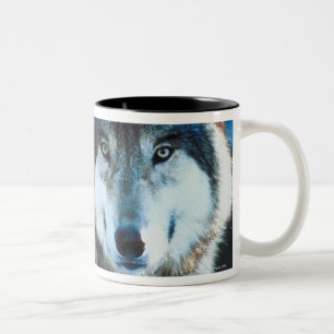 Caneca De Café Em Dois Tons Lobo de madeira