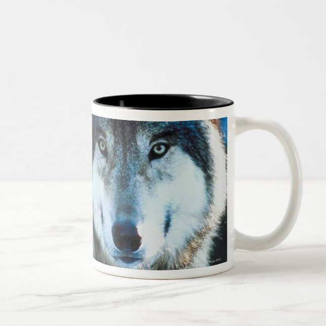 Caneca De Café Em Dois Tons Lobo de madeira (Direita)