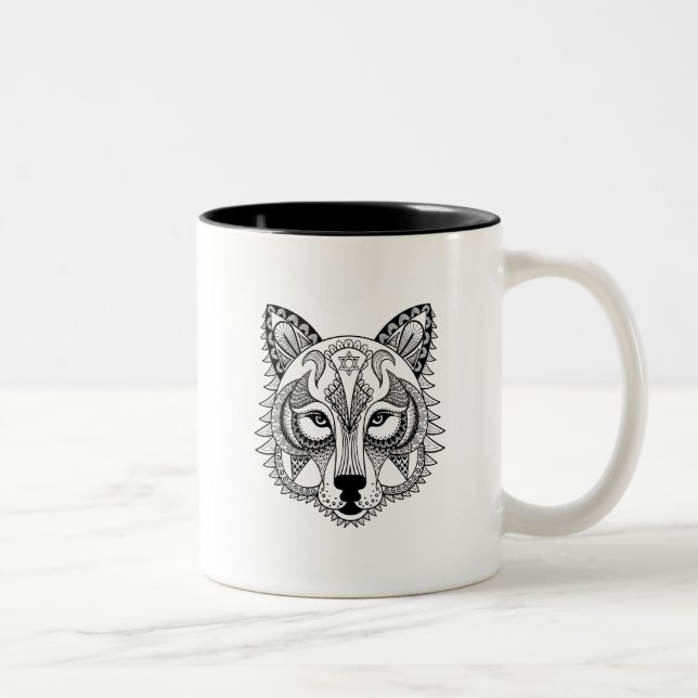Caneca De Café Em Dois Tons Lobo inspirado (Direita)