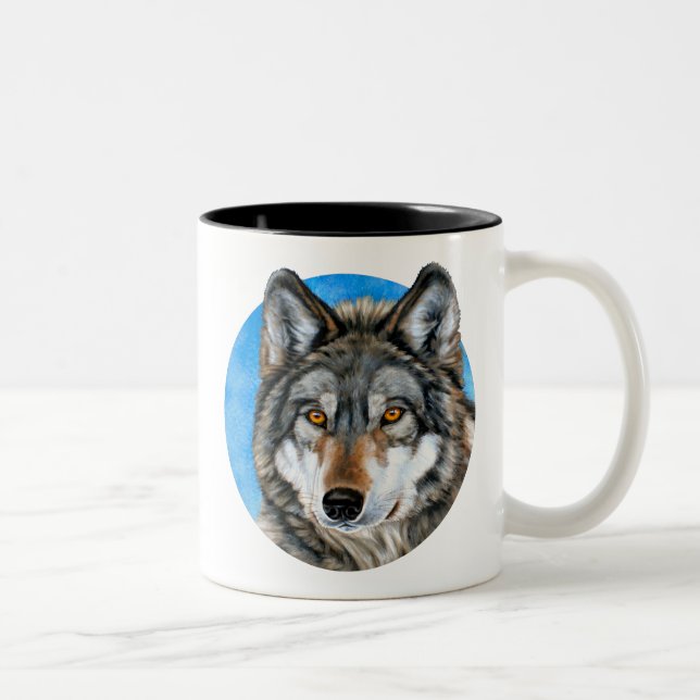 Caneca De Café Em Dois Tons Lobo pintado (Direita)
