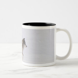 Caneca De Café Em Dois Tons Lobo que funciona na neve 2