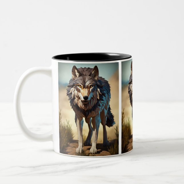 Caneca De Café Em Dois Tons lobo selvagem Coffee Mug (Esquerda)