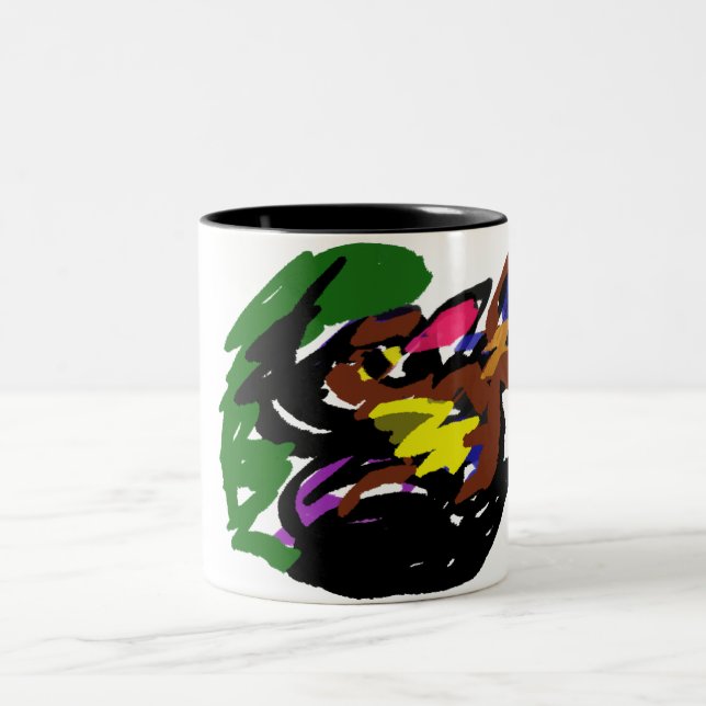 Caneca De Café Em Dois Tons Lobo Selvagem outono  (Centro)