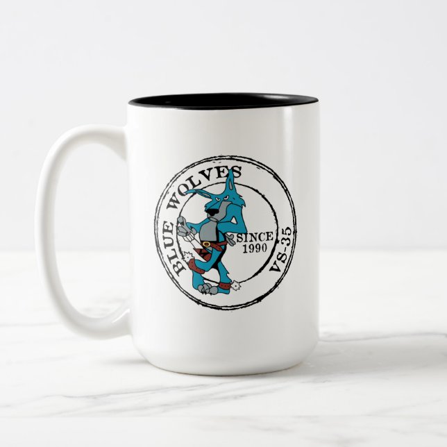 CANECA DE CAFÉ EM DOIS TONS LOBOS AZUIS DESDE 1990 (Esquerda)