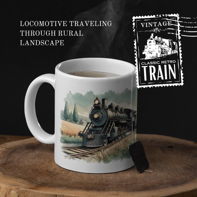 Caneca De Café Em Dois Tons Locomotiva Viajando Através Da Paisagem Rural (Locomotive Traveling Through Rural Landscape cover from The Beekeeper Store)