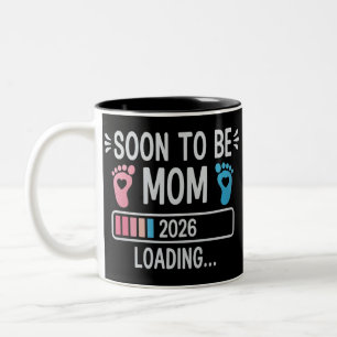 Caneca De Café Em Dois Tons Logo de Mãe em Breve 2026 Anúncio de Gravidez