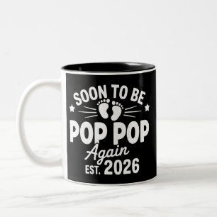 Caneca De Café Em Dois Tons Logo Será Vovô Novamente est. 2026 Gravidez