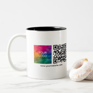 Caneca De Café Em Dois Tons Logotipo comercial Código QR Digitalizar-me Modelo
