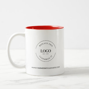 Caneca De Café Em Dois Tons Logotipo da empresa site Preto branco personalizad