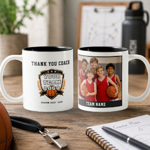 Caneca De Café Em Dois Tons Logotipo da Foto da Equipe de Basquete Obrigado Tr