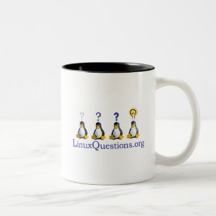 Caneca De Café Em Dois Tons Logotipo das perguntas de Linux