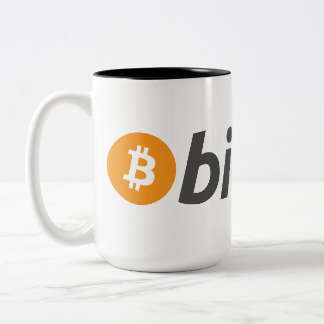 Caneca De Café Em Dois Tons Logotipo de Bitcoin (Esquerda)