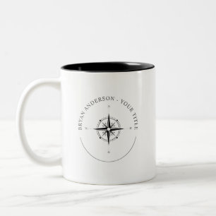 Caneca De Café Em Dois Tons Logotipo de Compass Náutico Moderno Coffee Mug