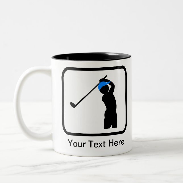 Caneca De Café Em Dois Tons Logotipo de Golfer Personalizável (Esquerda)