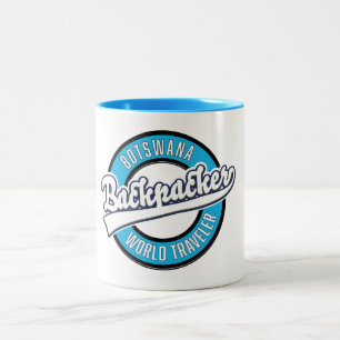 Caneca De Café Em Dois Tons logotipo de mochileiro viajante mundial Botsuana.