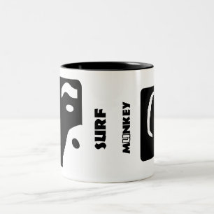 Caneca De Café Em Dois Tons Logotipo de Munkey do surf em uma caneca