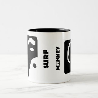 Caneca De Café Em Dois Tons Logotipo de Munkey do surf em uma caneca