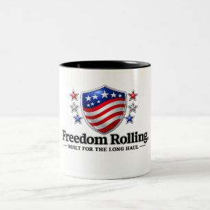 Caneca De Café Em Dois Tons Logotipo do Escudo Patriótico Freedom Rolling   Am