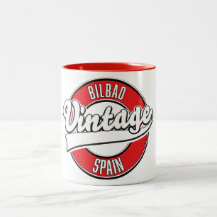 Caneca De Café Em Dois Tons Logótipo do estilo de vintagem da espanha Bilbao