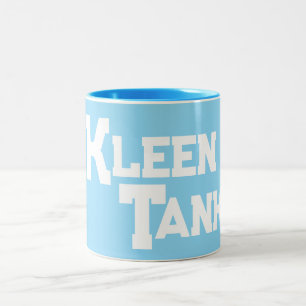 Caneca De Café Em Dois Tons Logotipo do Kleen Blue Tank Ondas à tipografia da