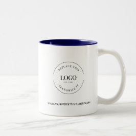 Caneca De Café Em Dois Tons logotipo do site de promoção comercial preto e bra