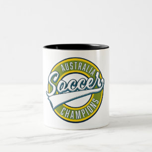 Caneca De Café Em Dois Tons Logotipo dos campeões de futebol australianos.