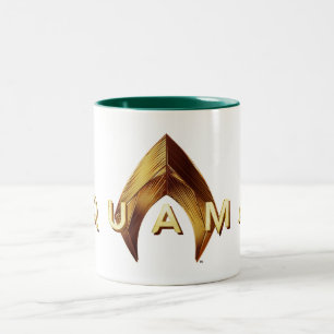 Caneca De Café Em Dois Tons Logotipo dourado de Aquaman   Aquaman