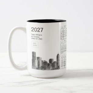 Caneca De Café Em Dois Tons Logotipo Empresarial da Silhueta de Denver 2027 Mi