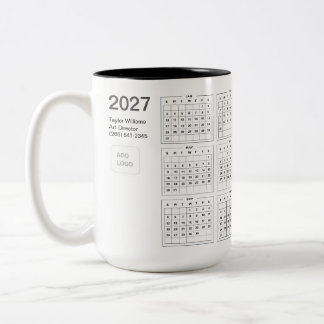 Caneca De Café Em Dois Tons Logotipo Empresarial Minimalista 2027 Decoração de