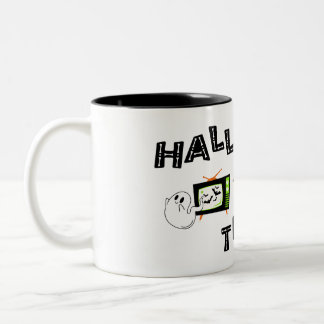 Caneca De Café Em Dois Tons Logotipo Halloweenathon com Skele