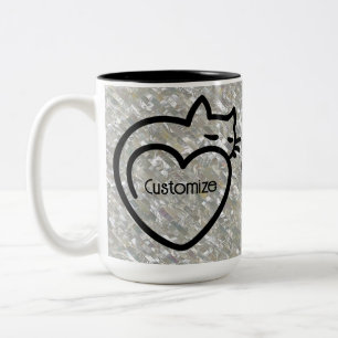 Caneca De Café Em Dois Tons Logotipo Preto de Amor de Gato Personalizado