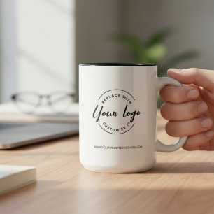 Caneca De Café Em Dois Tons logotipo promocional de site de negócios moderno