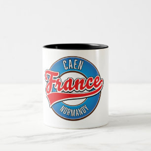 Caneca De Café Em Dois Tons Logotipo retrô de Caen Normandia França