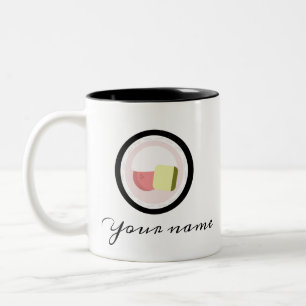 Caneca De Café Em Dois Tons Logotipo Roll Sushi Design Mug