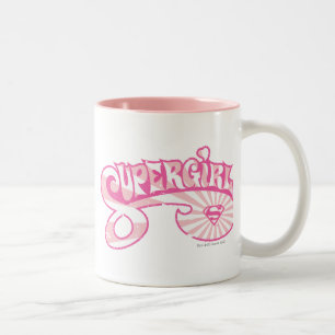 Caneca De Café Em Dois Tons Logotipo rosa-Supergirl Burst