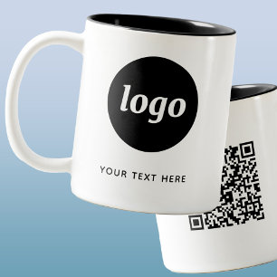 Caneca De Café Em Dois Tons Logotipo simples QR Código e texto Promocional par