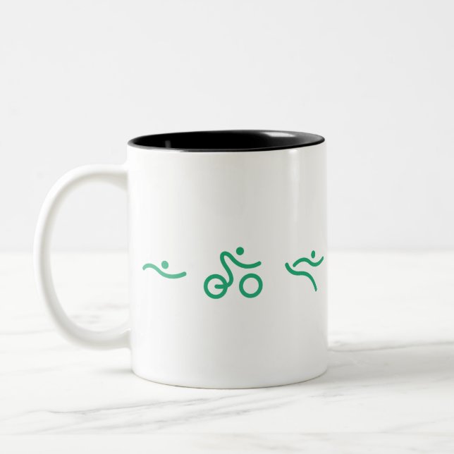 Caneca De Café Em Dois Tons Logotipo verde do Triathlon (Esquerda)
