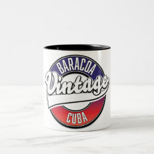 Caneca De Café Em Dois Tons Logotipo vintage Baracoa Cuba