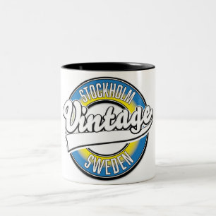 Caneca De Café Em Dois Tons Logotipo vintage de Estocolmo Suécia