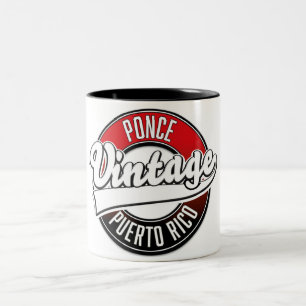 Caneca De Café Em Dois Tons Logotipo Vintage Ponce Porto Rico