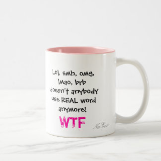 Caneca De Café Em Dois Tons Lol, smh, omg, lmao, brb não faz qualquer um uso